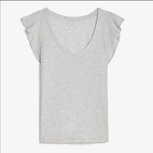 Express Heathered Slub Ruffle Sleeve Tee. Size Medium NWT
